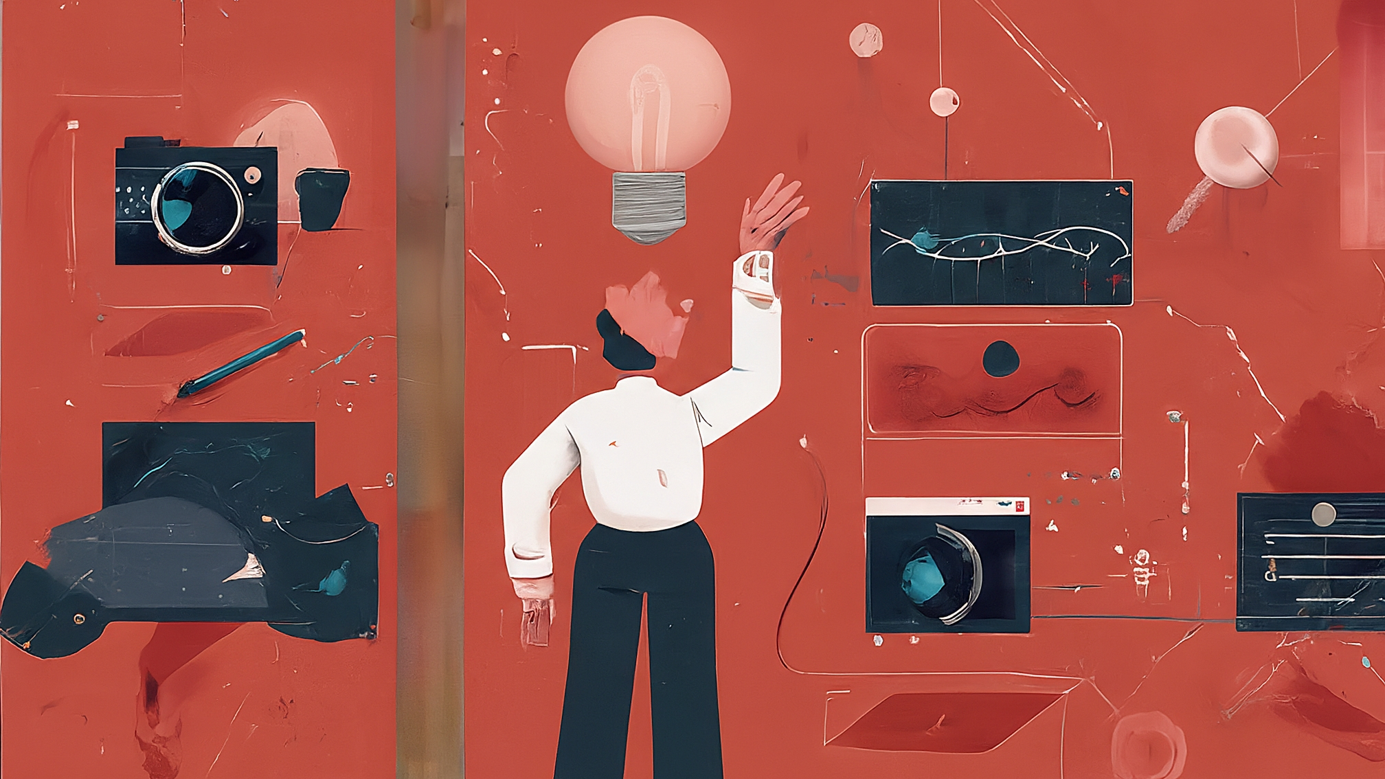 Educational illustration about futures trading basics, abstract futures concepts, red color scheme